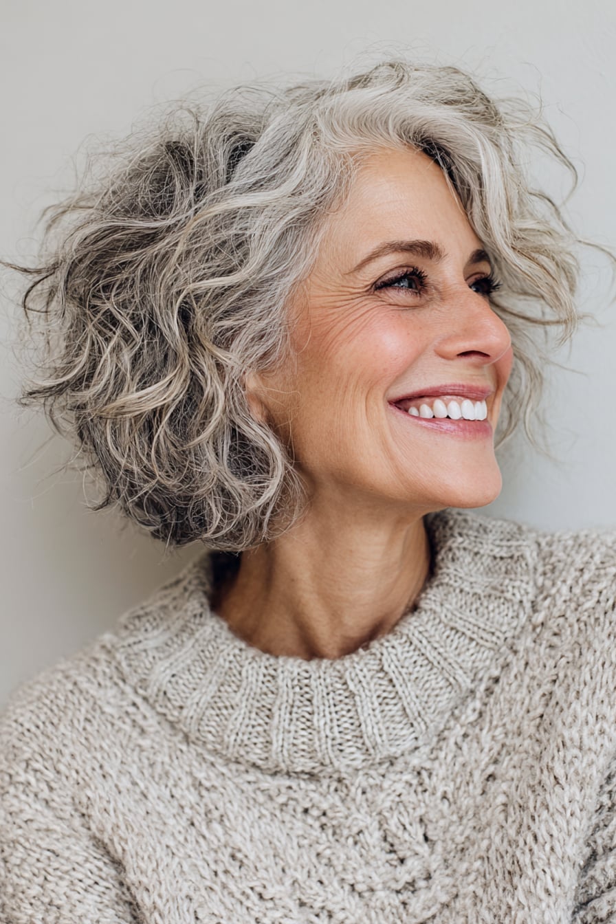 Chin-Length Gray Shaggy Bob Chin-Length Gray Shaggy Bob