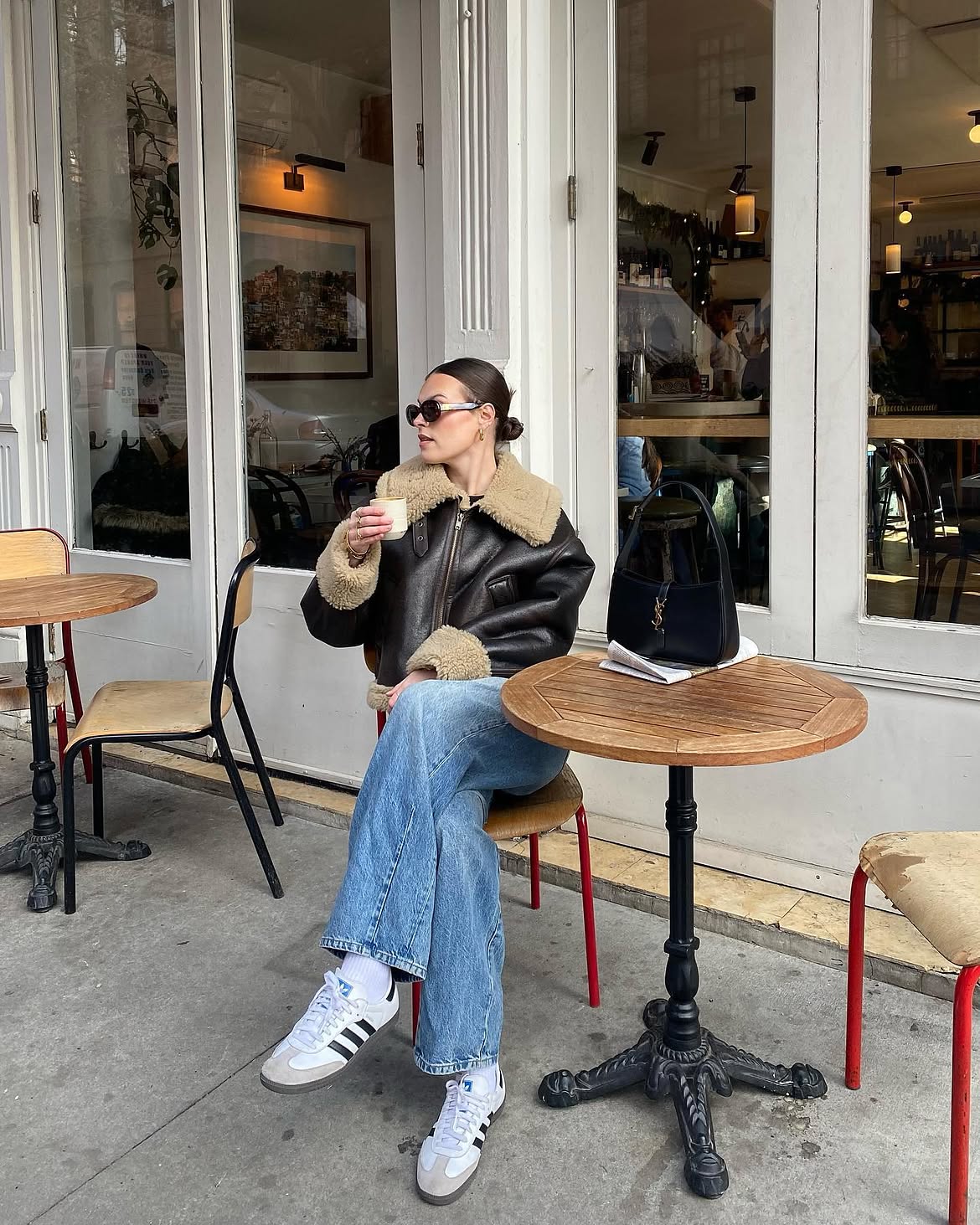 Shearling Aviator Jacket & Relaxed Denim Duo