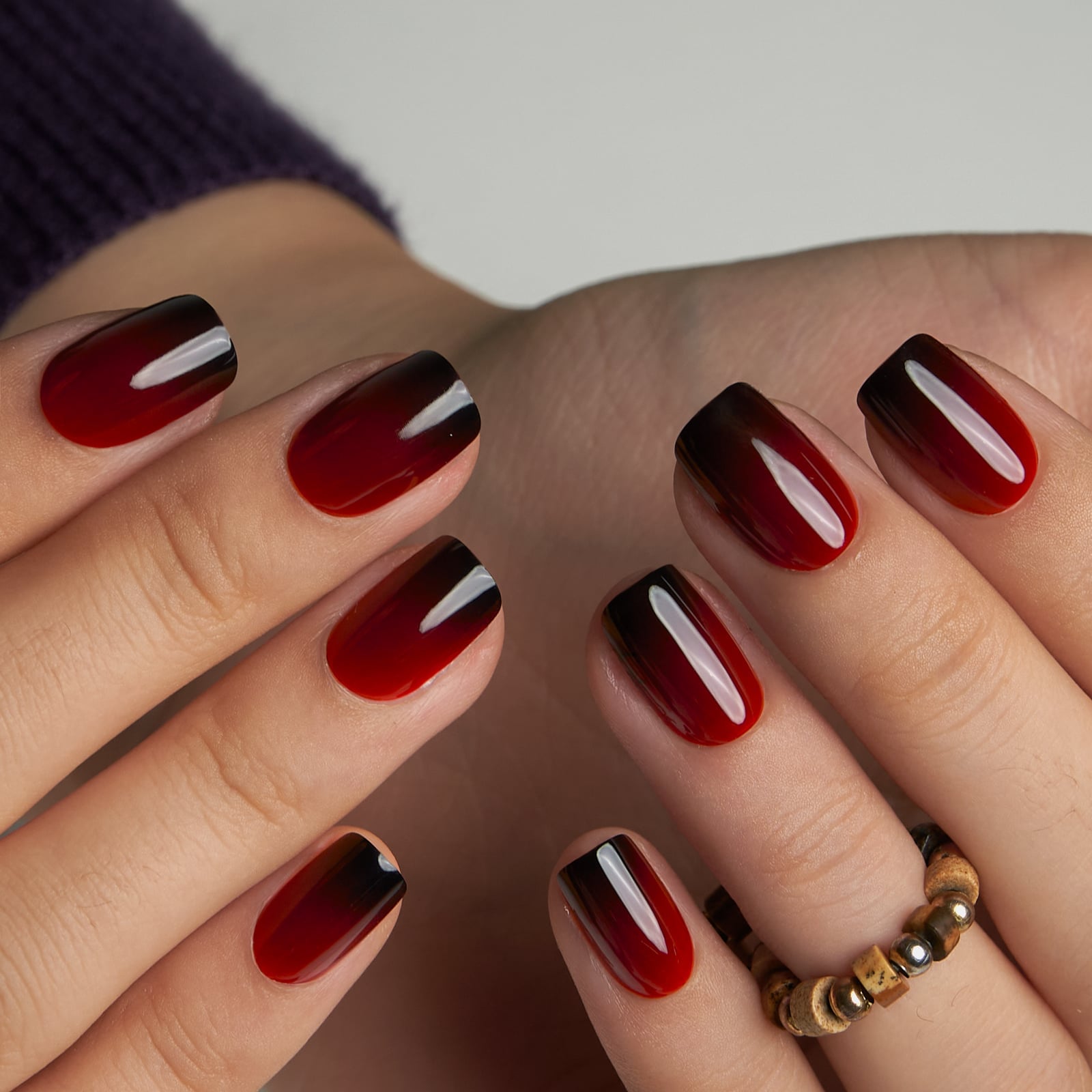 Red to Black Ombre Short Squoval Nails Red to Black Ombre Short Squoval Nails — Short Acrylic Nails