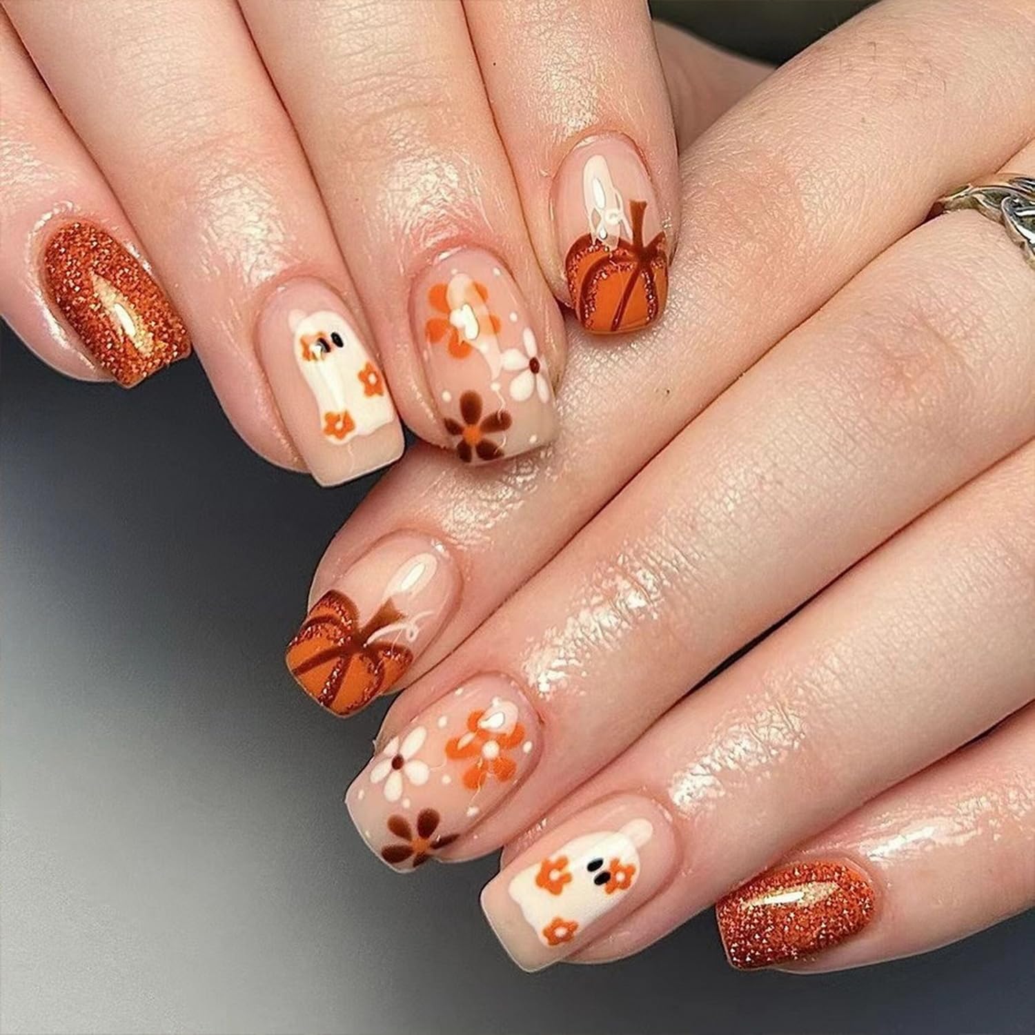 Halloween Themed Short Square Nails Halloween Themed Short Square Nails — Short Acrylic Nails