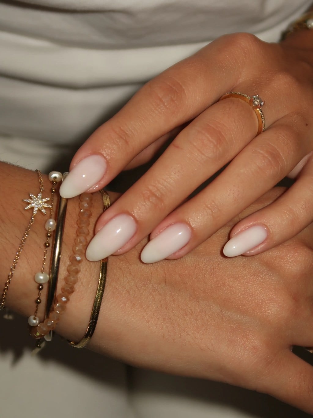 Pink Gold Star and Dot Short Almond Pink Gold Star and Dot Short Almond — Short Almond Nails