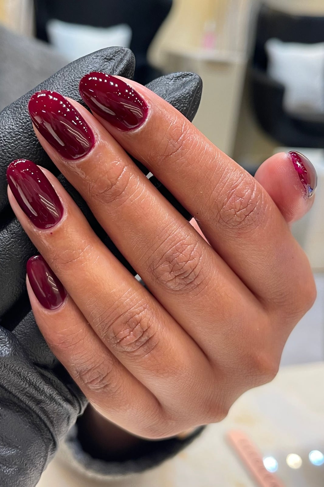 Deep Glossy Red Short Almond Nails Deep Glossy Red Short Almond Nails