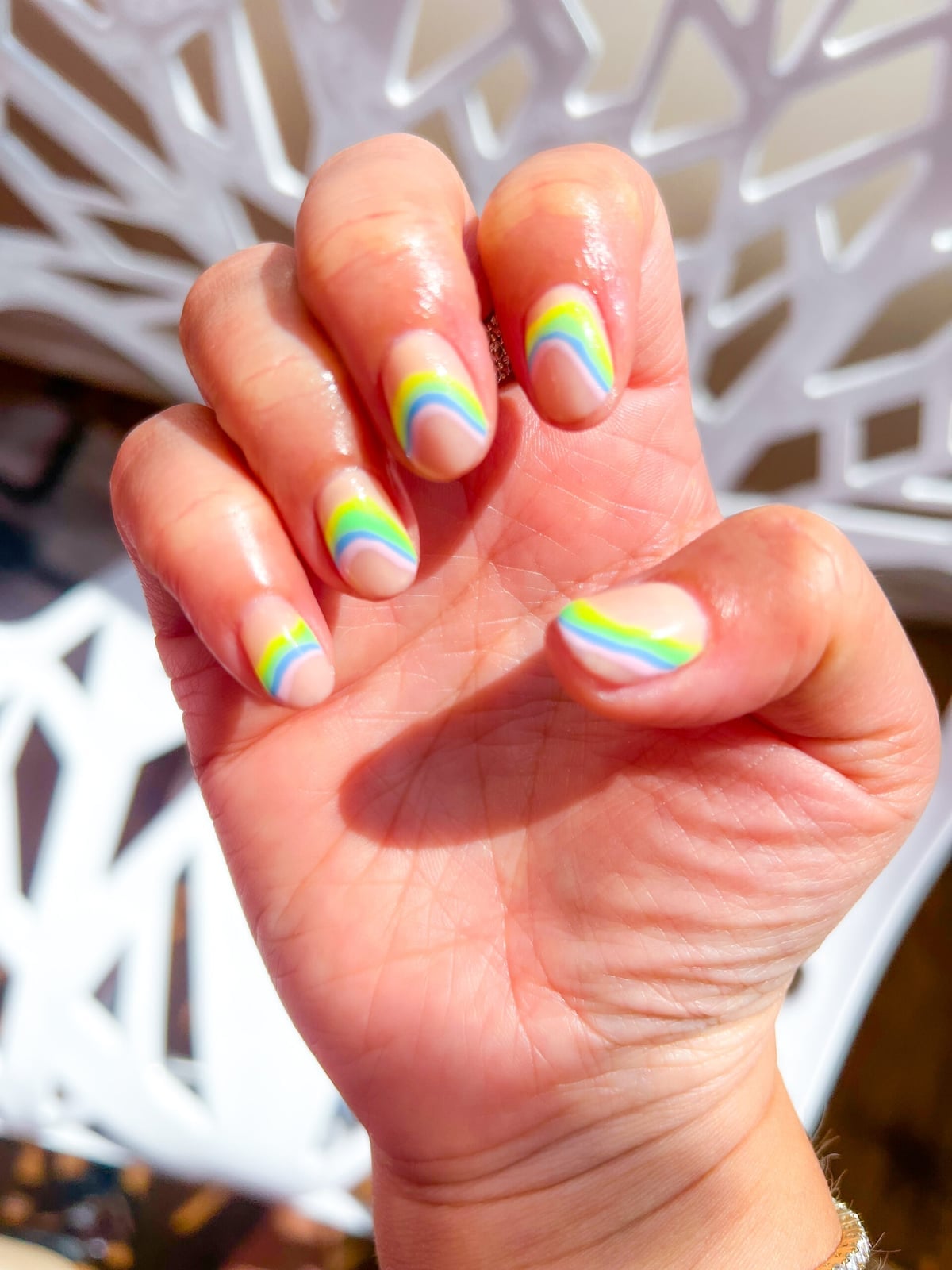 Pastel Rainbow Stripe Short Almond Nails Pastel Rainbow Stripe Short Almond Nails — Short Cute Nails