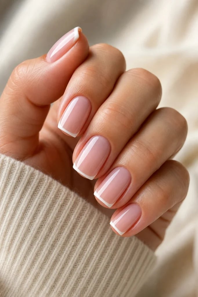 Classic White French Soft Square Nails Classic White French Soft Square Nails — Short French Tip Nails