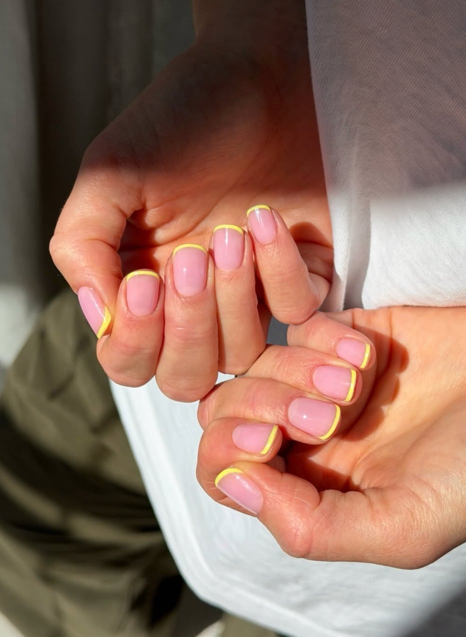Bright Yellow French Short Almond Nails Bright Yellow French Short Almond Nails — Short French Tip Nails