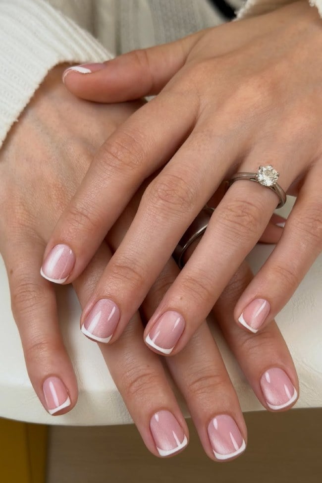 Timeless White French Short Square Nails Timeless White French Short Square Nails — Short French Tip Nails
