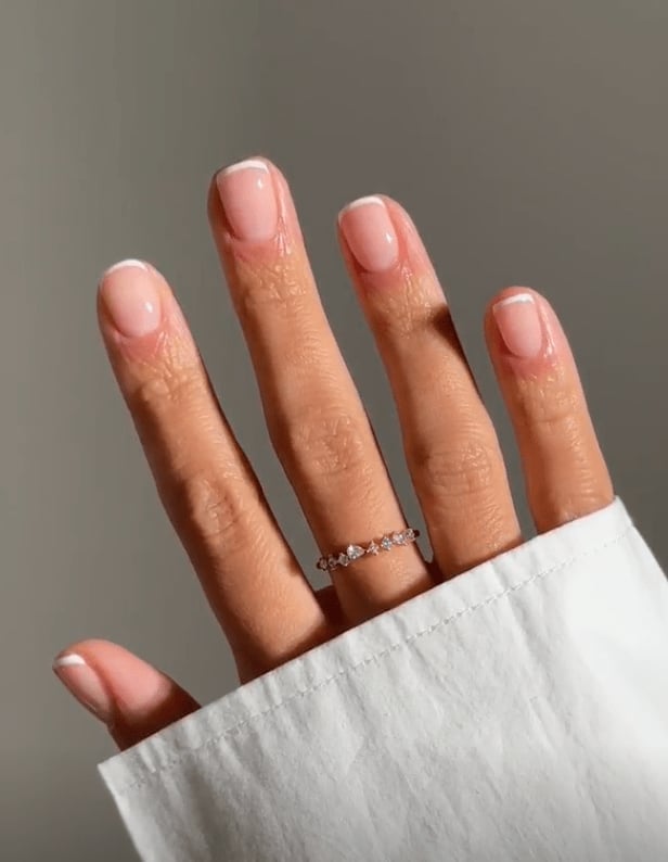 Precise White French Short Square Nails Precise White French Short Square Nails — Short French Tip Nails