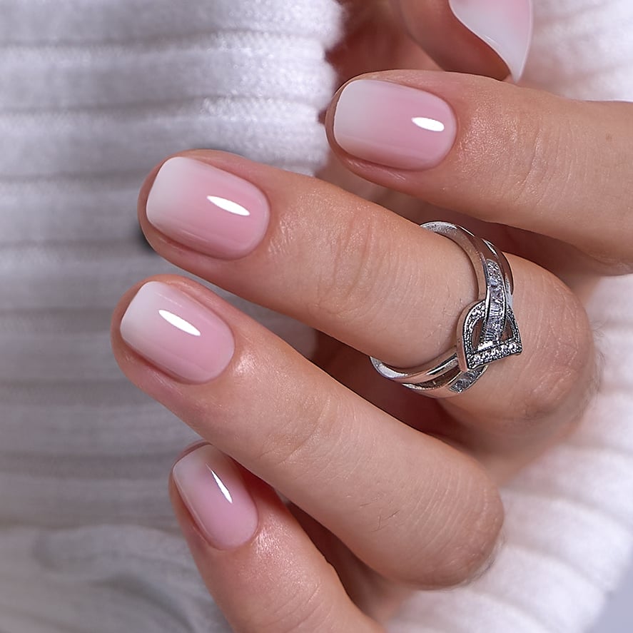 Ombre French Short Almond Nails Ombre French Short Almond Nails — Short Gel Nails