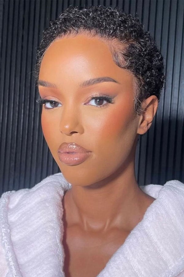 Short Crop Wet Look Curly Fine Black Short Crop Wet Look Curly Fine Black — Short Hair