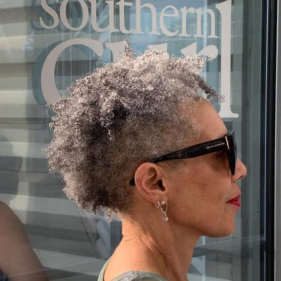 Textured Gray Crop Curly Hair Textured Gray Crop Curly Hair — Short Hair