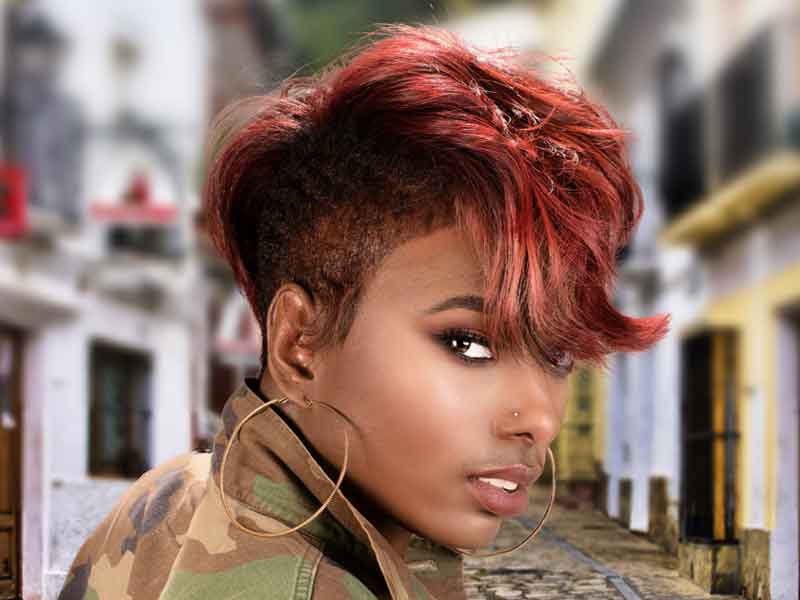 Undercut Pixie Red Wavy Fine Undercut Pixie Red Wavy Fine — Short Hair