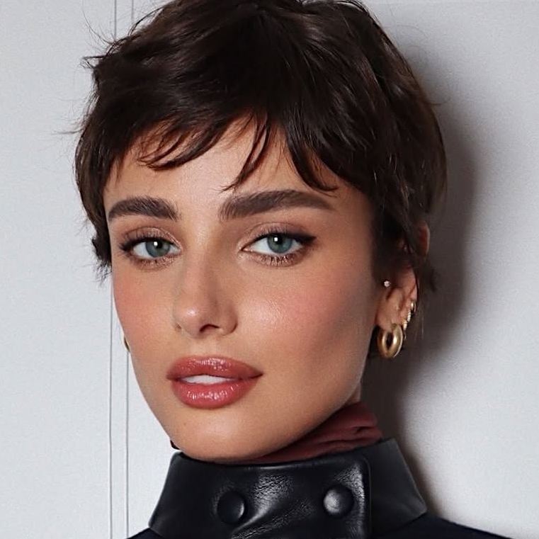 Textured Dark Brown Pixie With Wispy Bangs Textured Dark Brown Pixie With Wispy Bangs — Short Hair