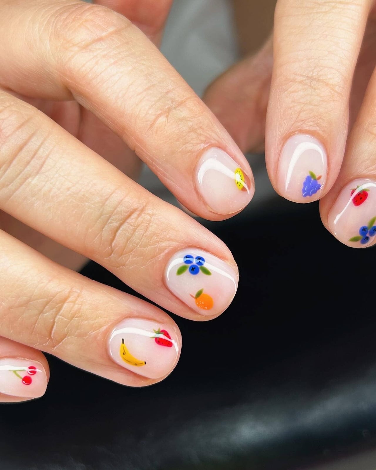 Fruit and Berry Pattern Nails Fruit and Berry Pattern Nails — Short Nails