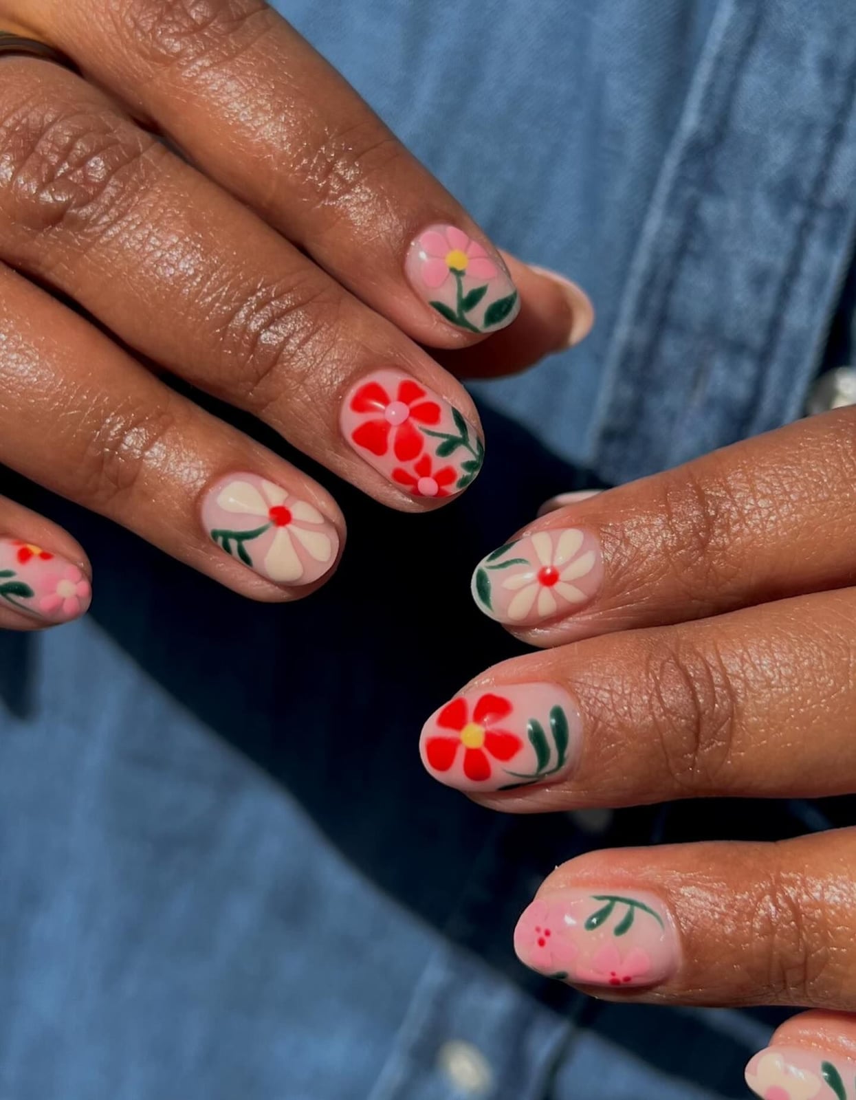 Floral Motifs Summer Nails Floral Motifs Summer Nails — Short Nails
