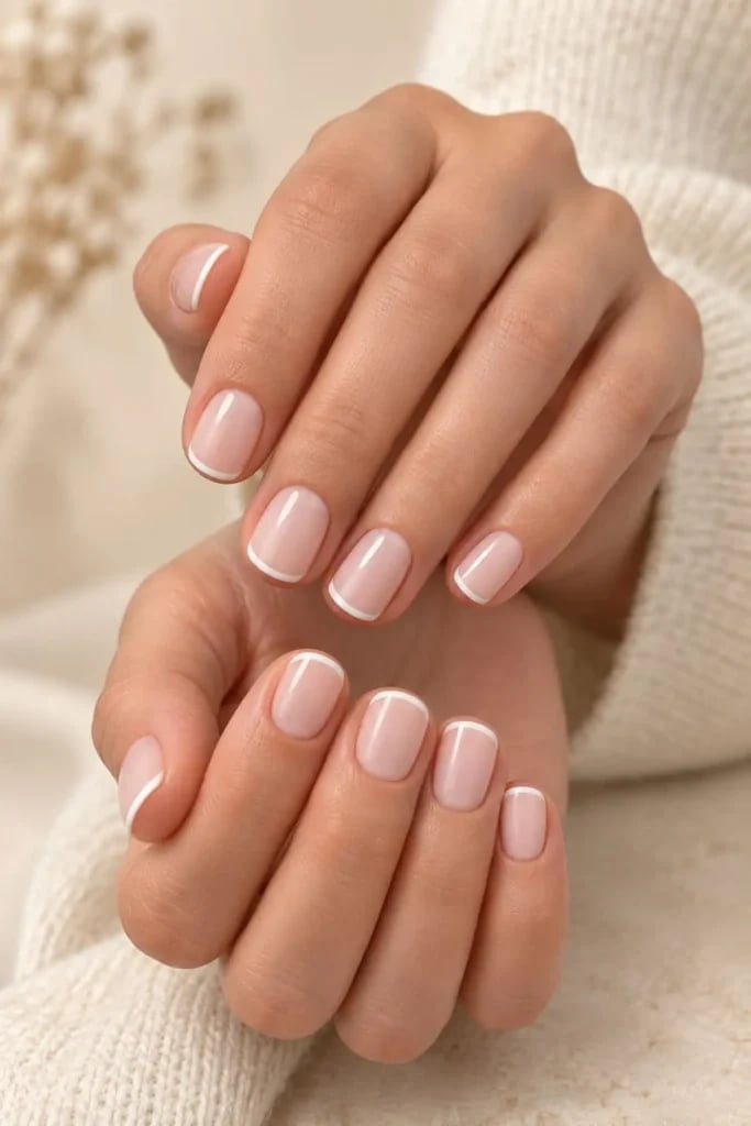 Classic White Tip Short Square French Nails Classic White Tip Short Square French Nails — Short Natural Nails