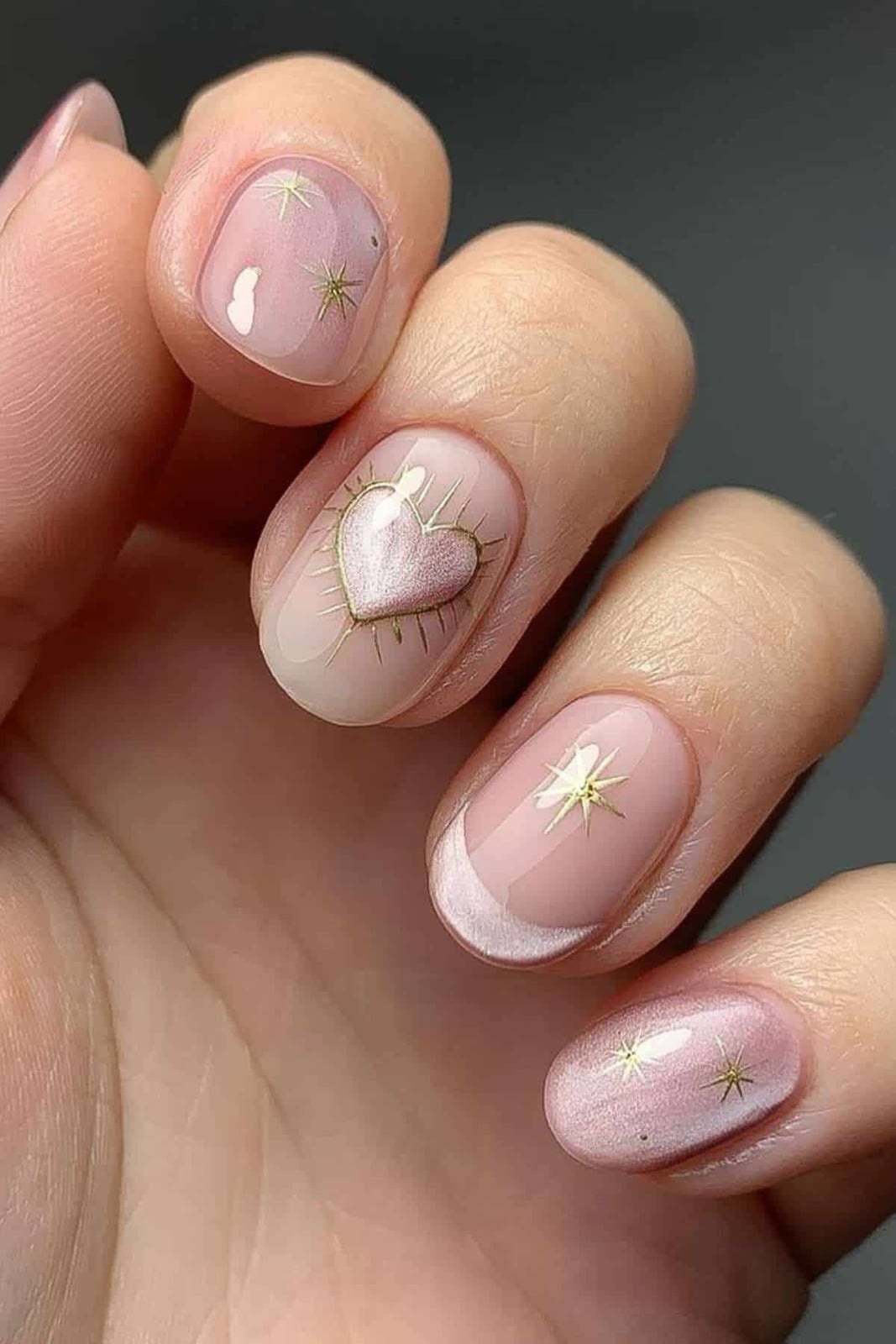 Light Pink Pearlescent Shimmer Oval Nails Light Pink Pearlescent Shimmer Oval Nails — Short Natural Nails