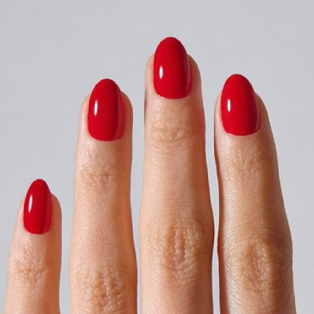 Vibrant Classic Red Glossy Nails Vibrant Classic Red Glossy Nails — Short Oval Nails