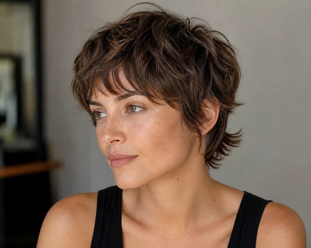 Thick Wavy Shag With Short Fringe Thick Wavy Shag With Short Fringe — Short Shag