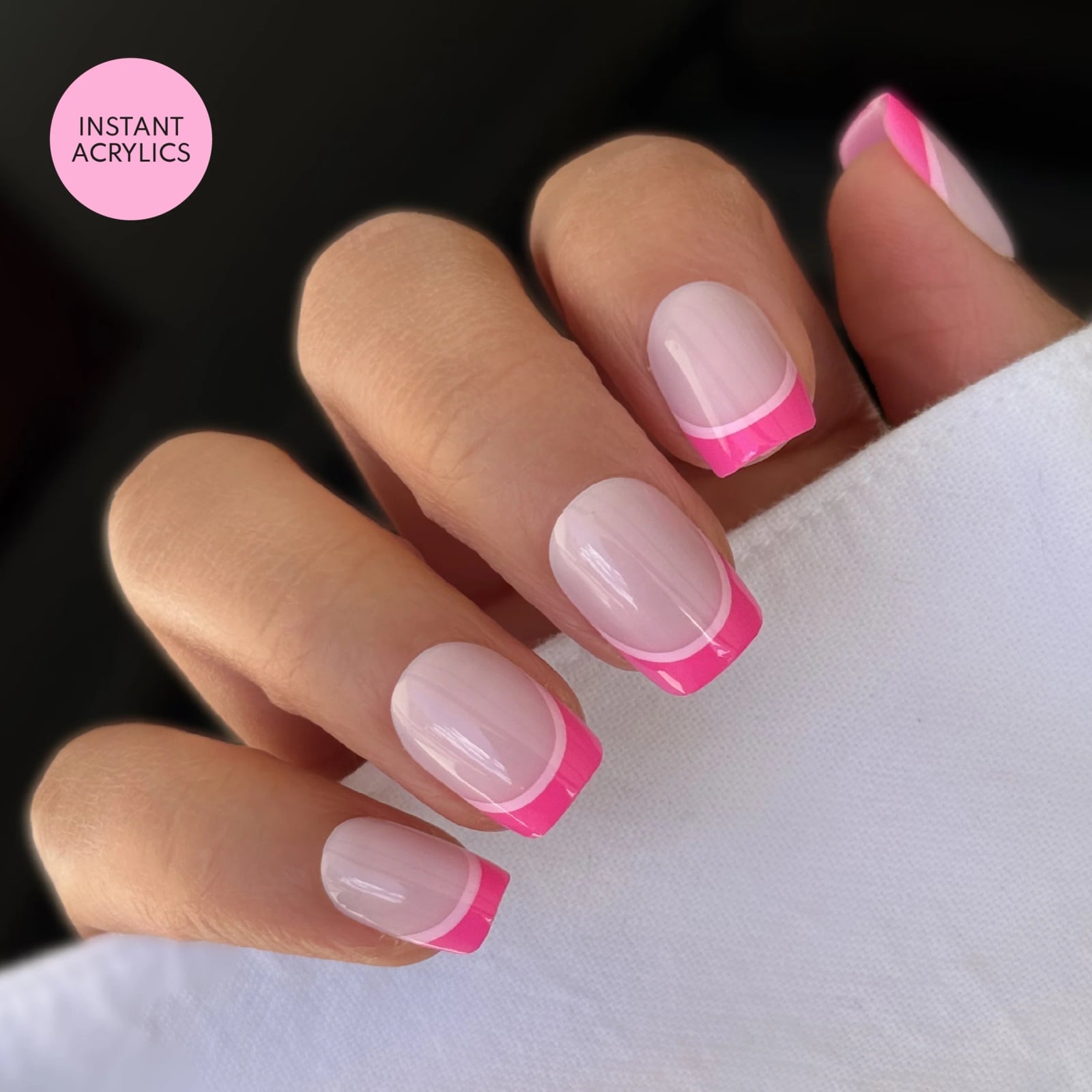 Short Square French With Vibrant Pink Tips, короткие квадратные Short Square French With Vibrant Pink Tips, короткие квадратные — Short Square Nails