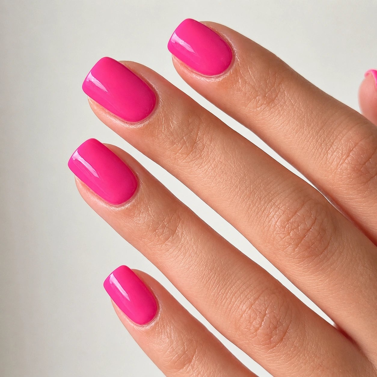 Vibrant Hot Pink Glossy Short Square Nails Vibrant Hot Pink Glossy Short Square Nails