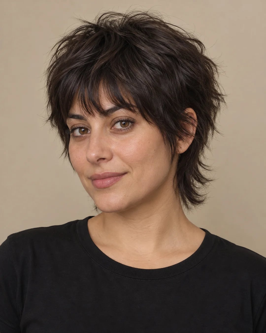 Chin Length Wolf Cut Shag With Wispy Bangs Chin Length Wolf Cut Shag With Wispy Bangs — Short Wolf Cut