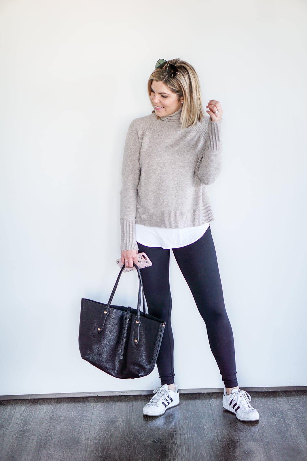 Turtleneck Sweater Over White Tee Turtleneck Sweater Over White Tee — Simple Outfits