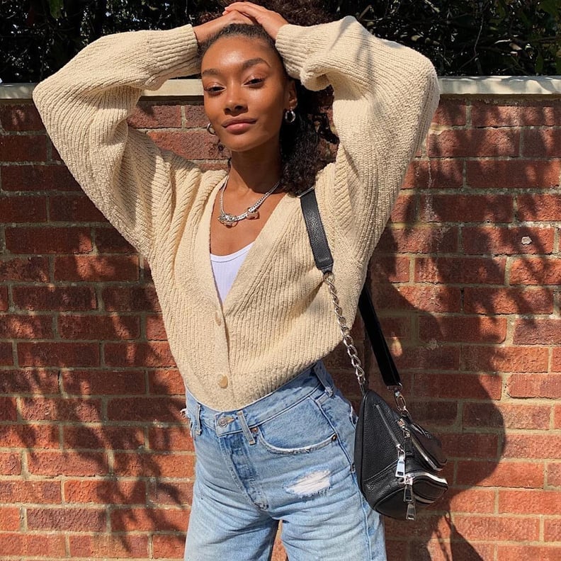 Cream Cardigan Over White Tank Top Cream Cardigan Over White Tank Top — Simple Outfits