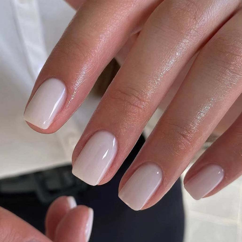 Sheer Milky White Short Square Nails Sheer Milky White Short Square Nails — Simple Short Nails