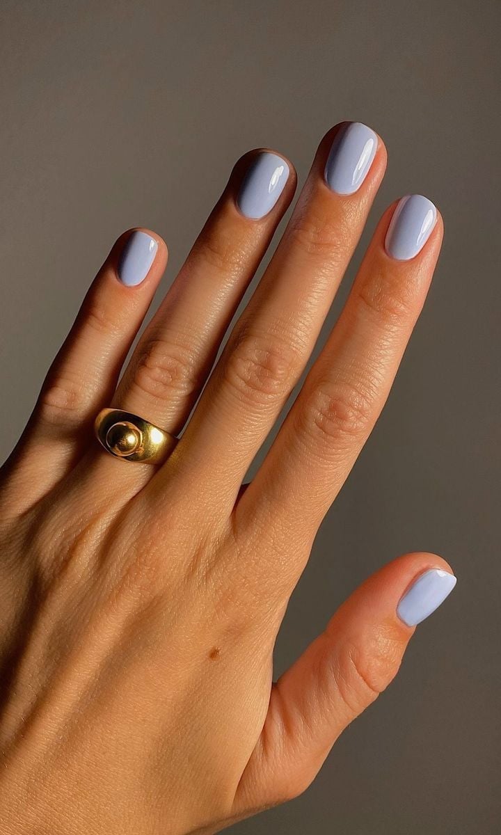 Light Lavender Glossy Short Almond Nails Light Lavender Glossy Short Almond Nails — Simple Short Nails