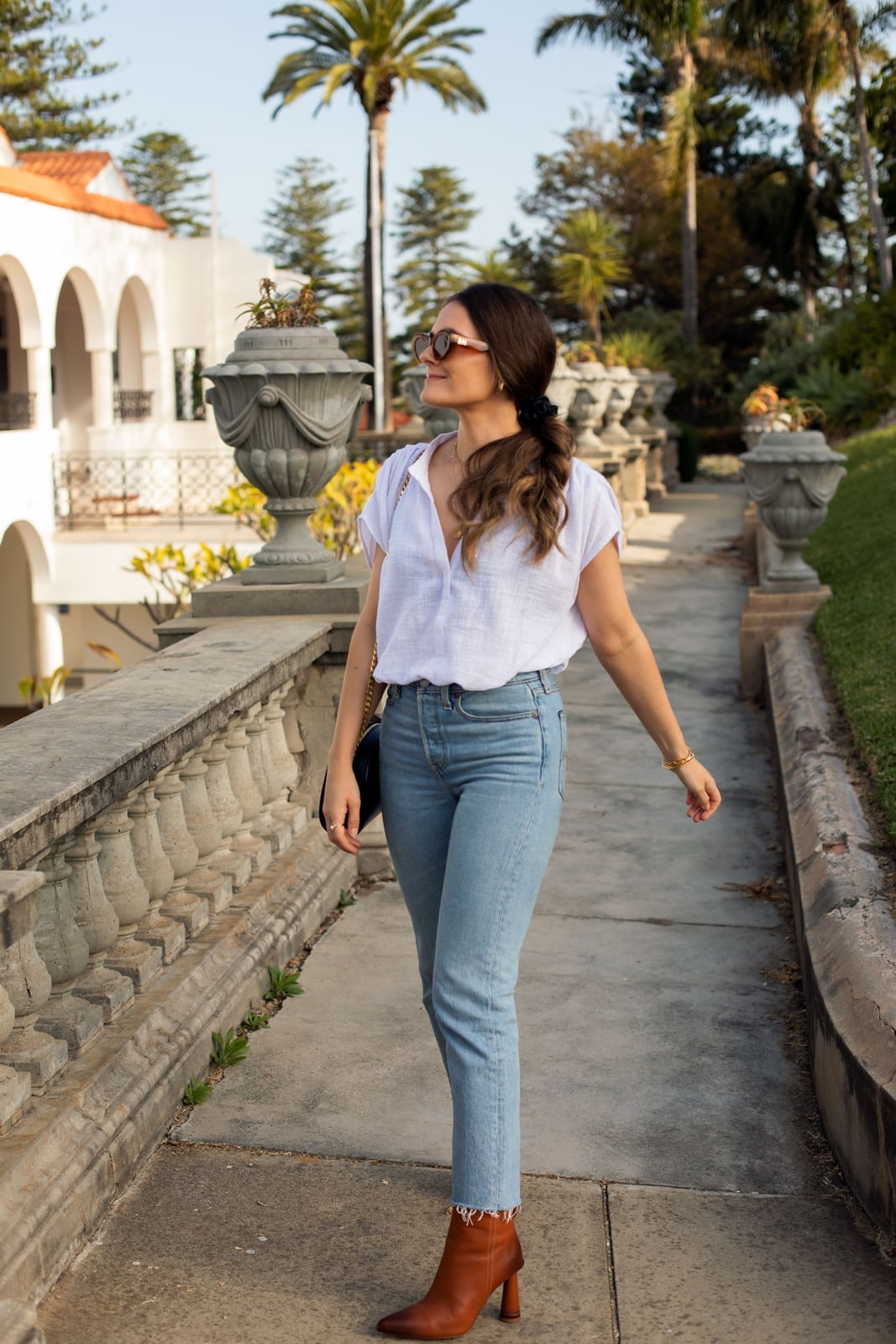 White Blouse with Light Wash Straight Leg Jeans White Blouse with Light Wash Straight Leg Jeans — Simple Style