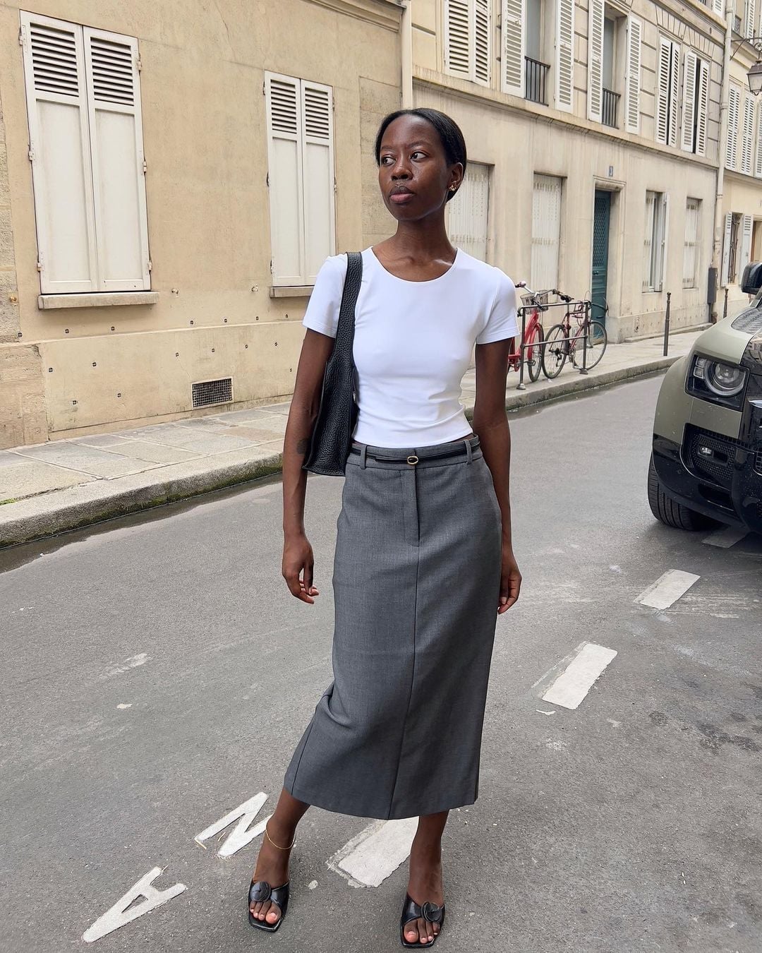 Gray Pencil Skirt with Fitted White Tee Gray Pencil Skirt with Fitted White Tee — Simple Style
