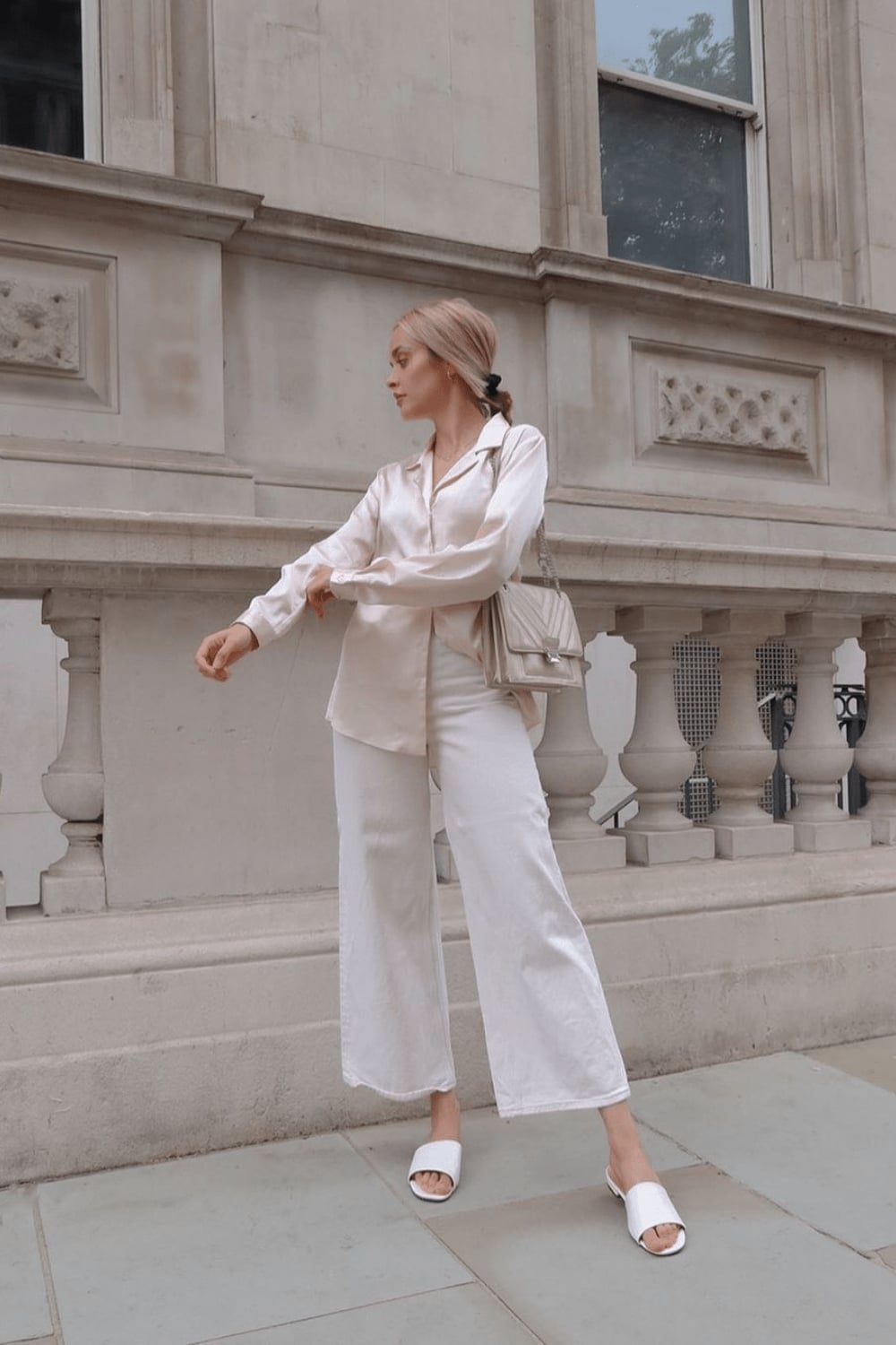 Cream Silk Blouse with Linen Trousers Cream Silk Blouse with Linen Trousers — Simple Style