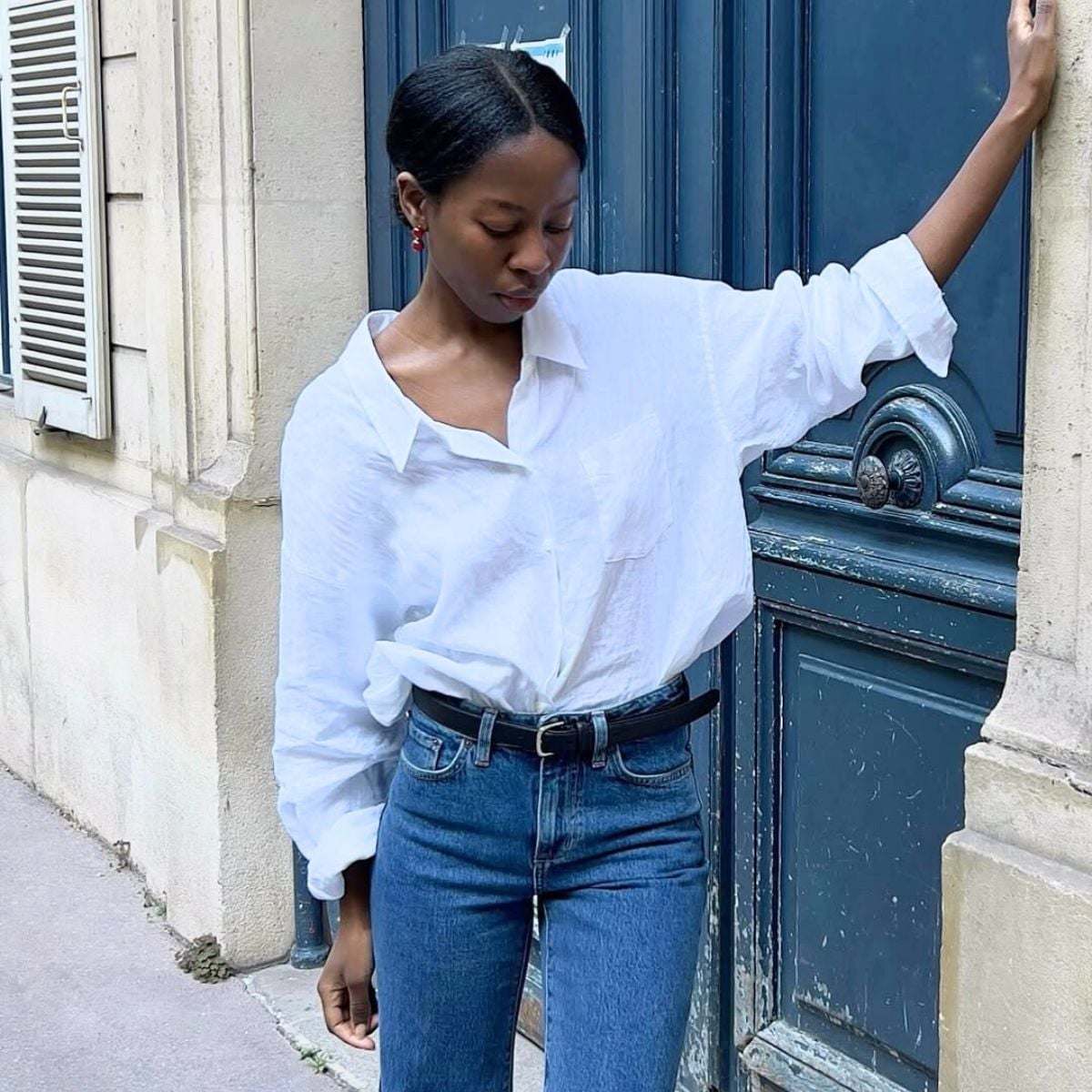 White Button-Down with Straight Leg Jeans White Button-Down with Straight Leg Jeans — Simple Style
