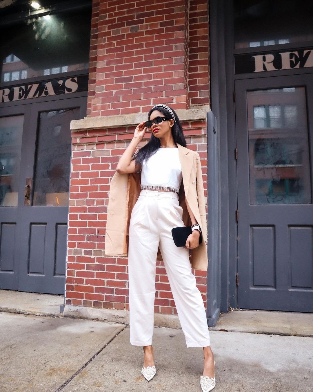 White wide leg trousers with camel coat White wide leg trousers with camel coat — Smart Casual Outfits