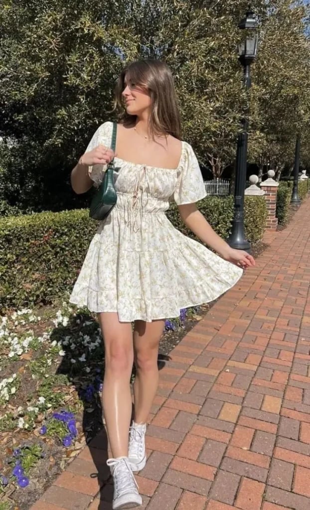 Floral Mini Dress with Tie-Front Detail Floral Mini Dress with Tie-Front Detail — Soft Girl Outfits