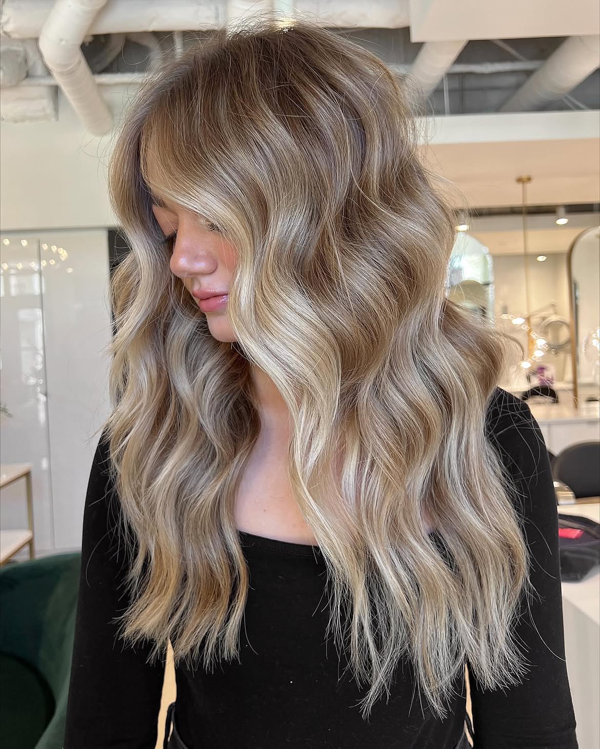 Soft Honey Blonde Balayage With Effortless Waves