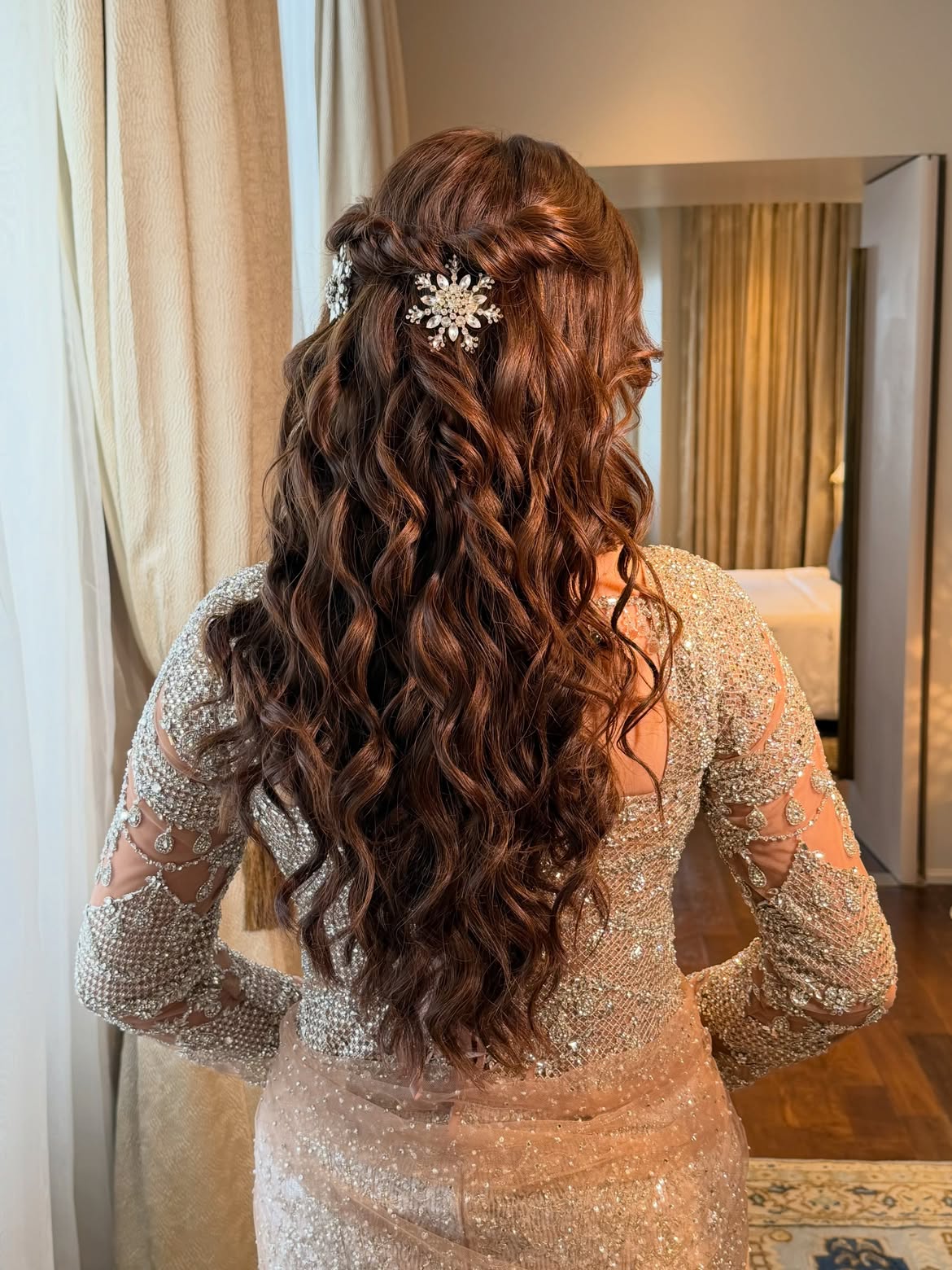 Sparkling Half-Up Waves With Crystal Hair Accessory