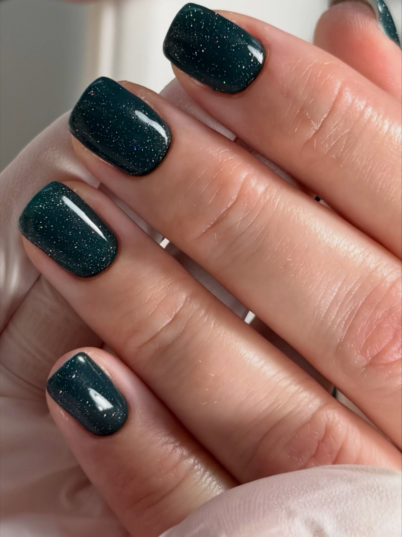 Sparkling Teal Glitter Gel Nails
