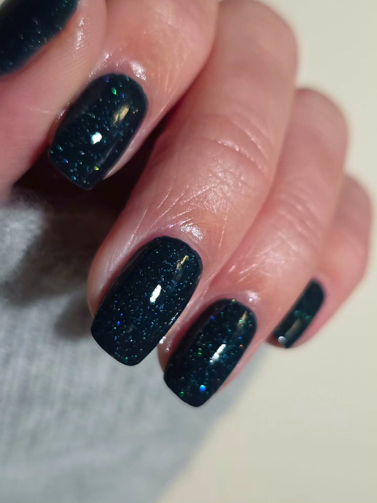 Sparkling Teal Glitter Square Nails