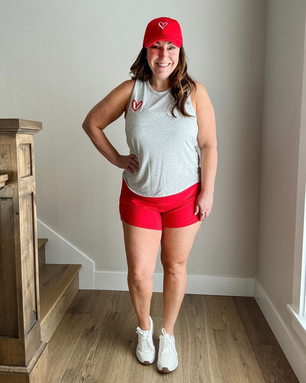 Tank Top With Red Athletic Shorts And Cap Tank Top With Red Athletic Shorts And Cap — Sporty Outfits