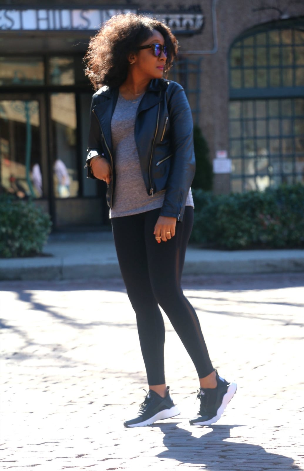 Leather Moto Jacket With Leggings Leather Moto Jacket With Leggings — Sporty Outfits