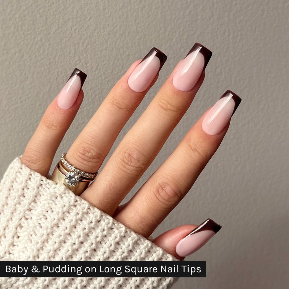 Light Pink Square Nails With Abstract White Lines Light Pink Square Nails With Abstract White Lines