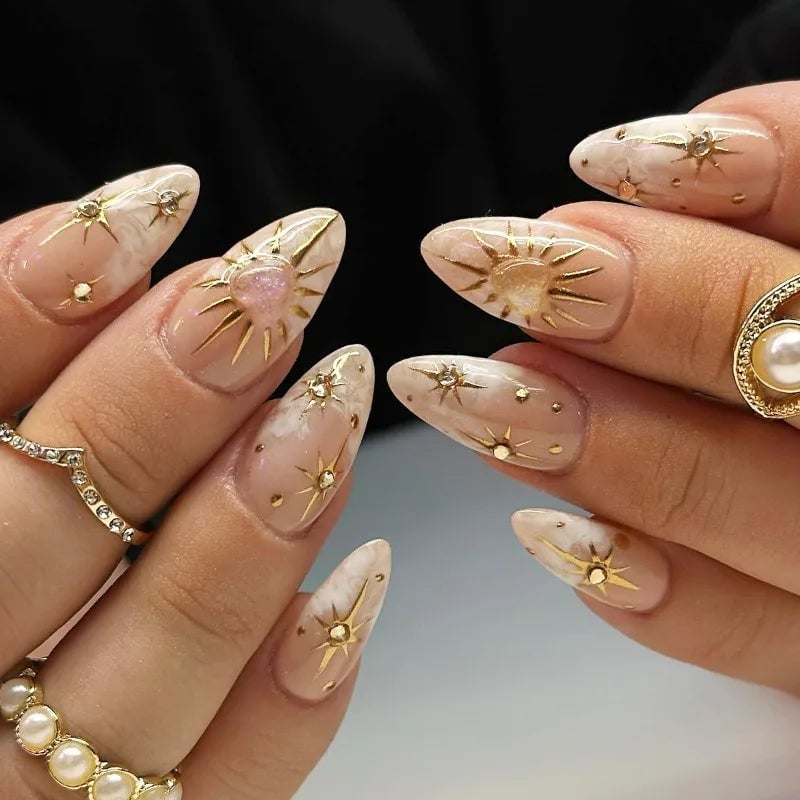 Short Square Sheer Pink with Star Rhinestones Short Square Sheer Pink with Star Rhinestones — Star Nails