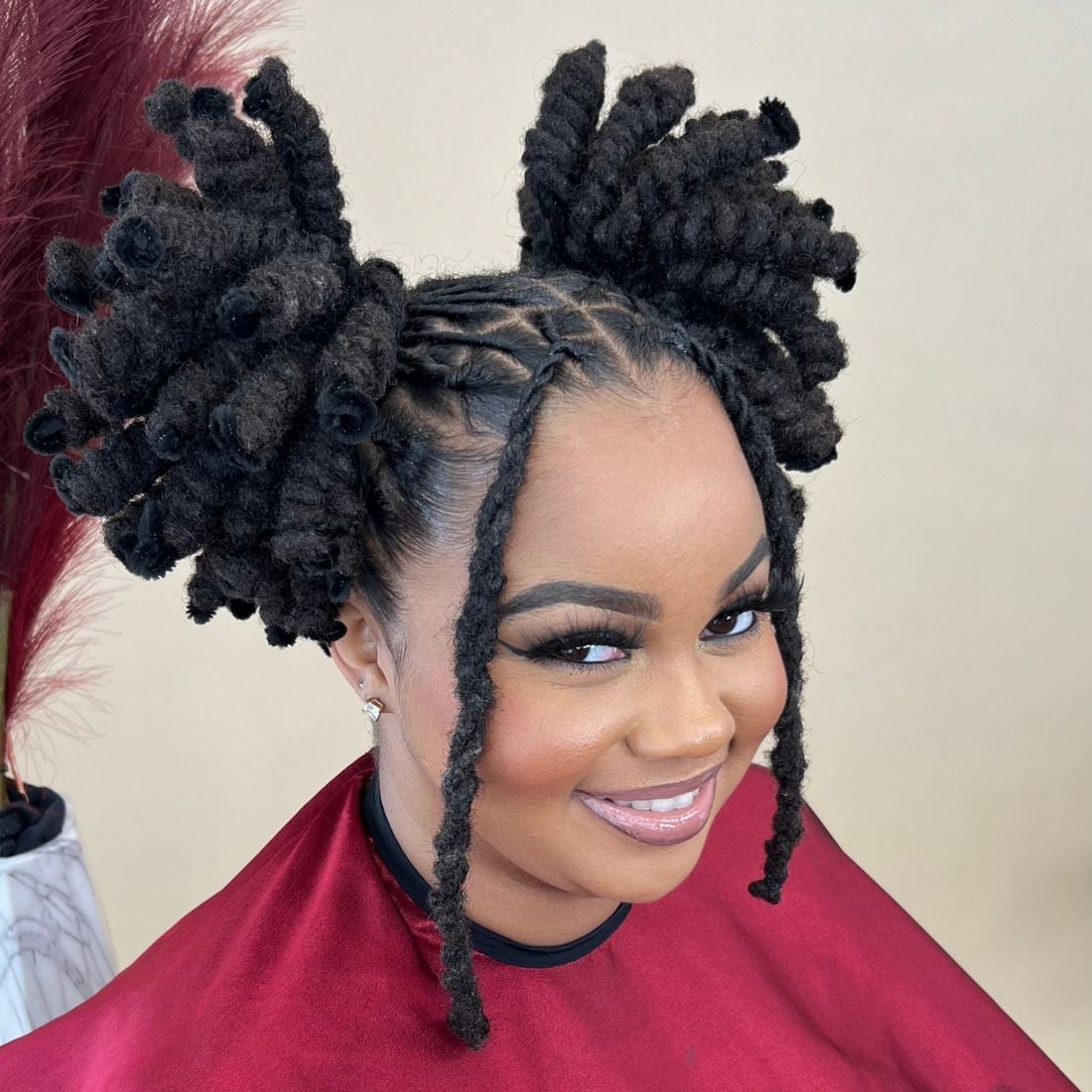 Starter Locs in Playful Two Buns Starter Locs in Playful Two Buns