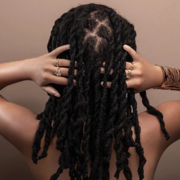 Mid-Back Twisted Black Locs, Coily Mid-Back Twisted Black Locs, Coily — Starter Locs