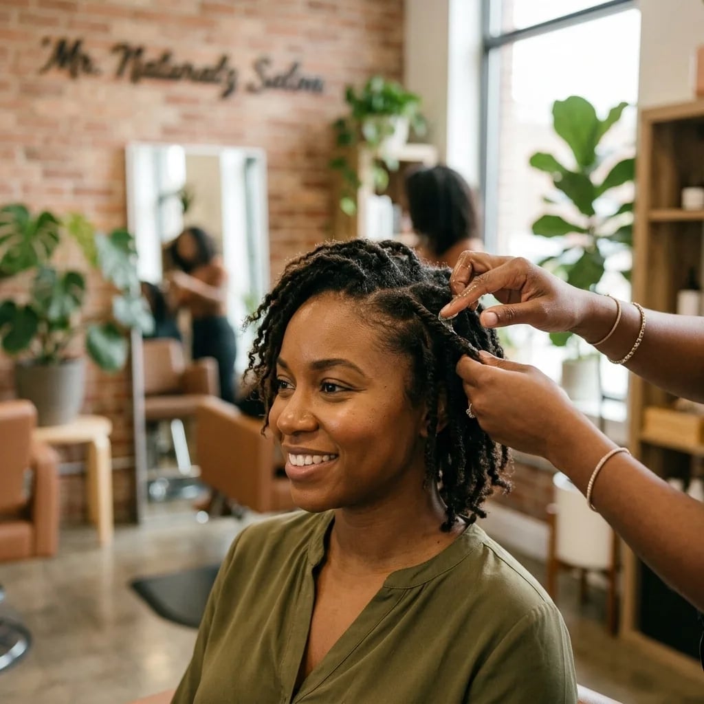 Stylist Installing Short Starter Locs Stylist Installing Short Starter Locs