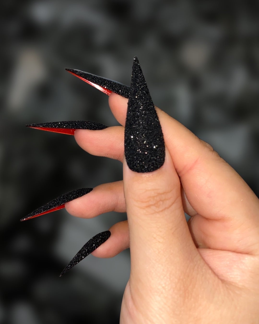 Long Stiletto Nails With Red Bottom Detail Long Stiletto Nails With Red Bottom Detail