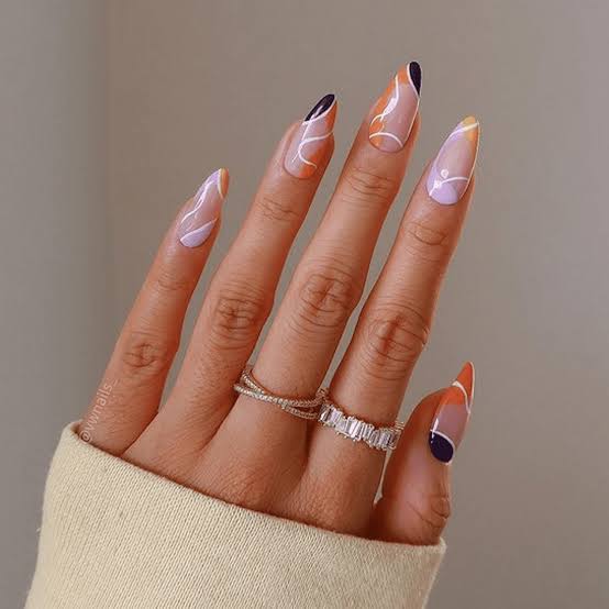 Long Stiletto Abstract Line Art Nails Long Stiletto Abstract Line Art Nails — Stiletto Nails
