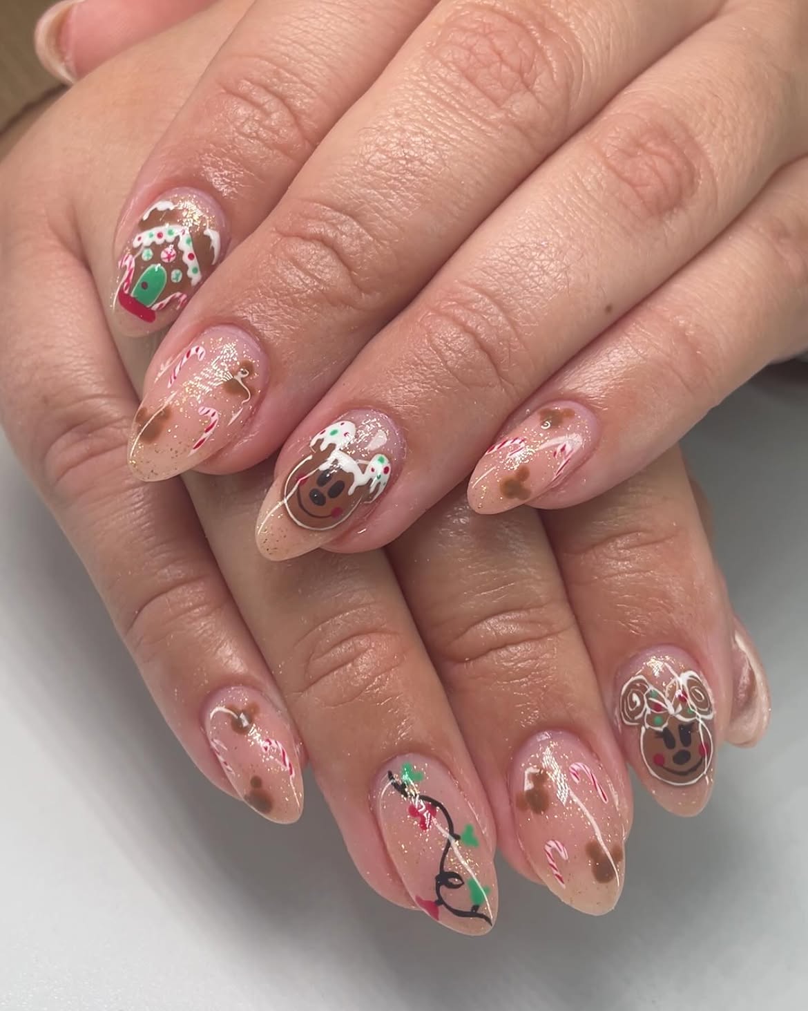 Sweet Gingerbread Christmas Character Nail Art