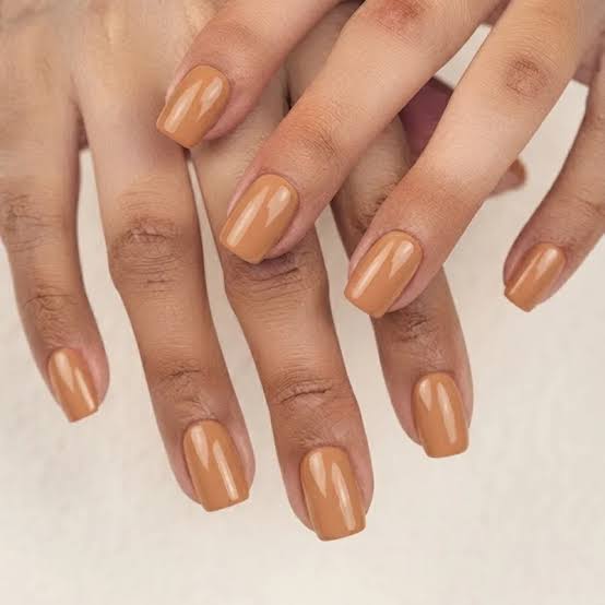 Vibrant Tan Short Square Nails Vibrant Tan Short Square Nails — Tan Nails